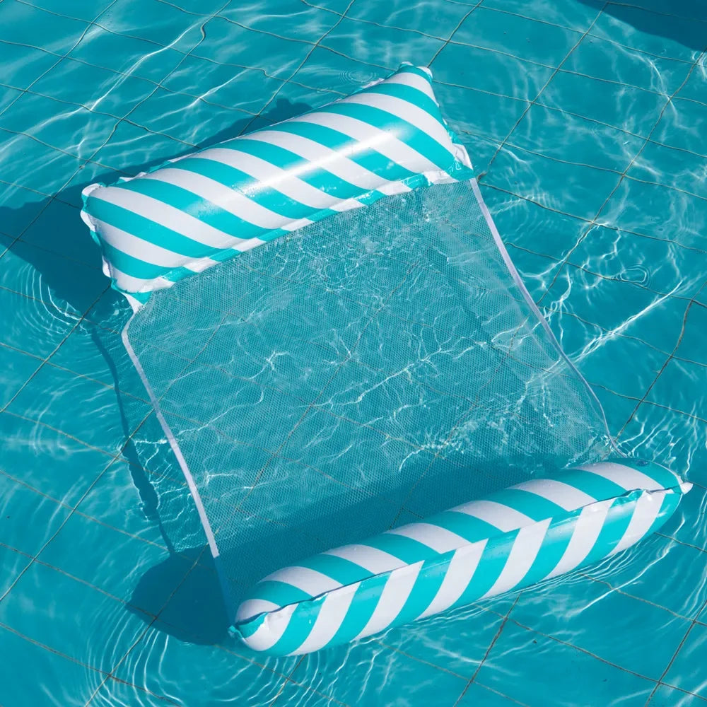 Foldable Striped Inflatable Lounge Chair, Suitable For Swimming Pool Parties And Beach Leisure Floating Beds With Net Backrest Oasis Select Random color