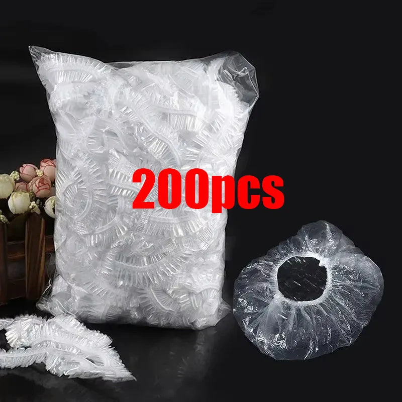 50/100/200/300pcs Food Grade Plastic Wrap Cover Disposable Household Plastic Wrap Cover With Elastic Cover Food Keeping Film Oasis Select 200pcs
