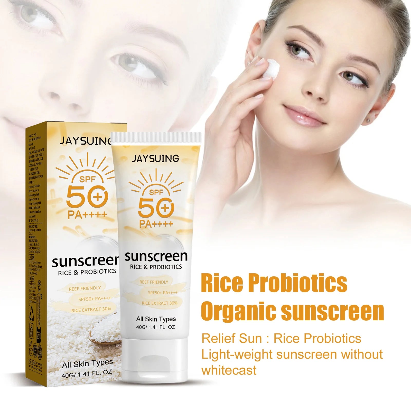 Probiotic Organic Rice Sunscreen Prevent Tanning Reduce Risk Sunburn Waterproof Broad Spectrum Protection UV Resistant Lotion Oasis Select