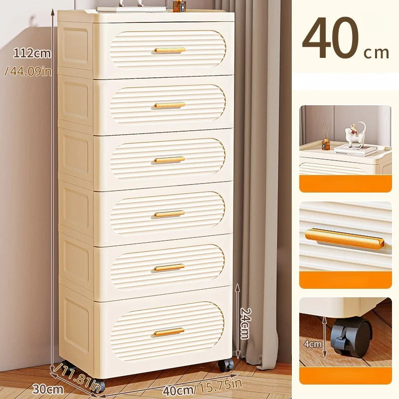 15.75 Inch Multifunctional Drawer Storage Cabinet,3-6 Tier Rolling Mobile Organizer,Large Capacity for Snacks/Clothes/Books Oasis Select 6 layers-heightened