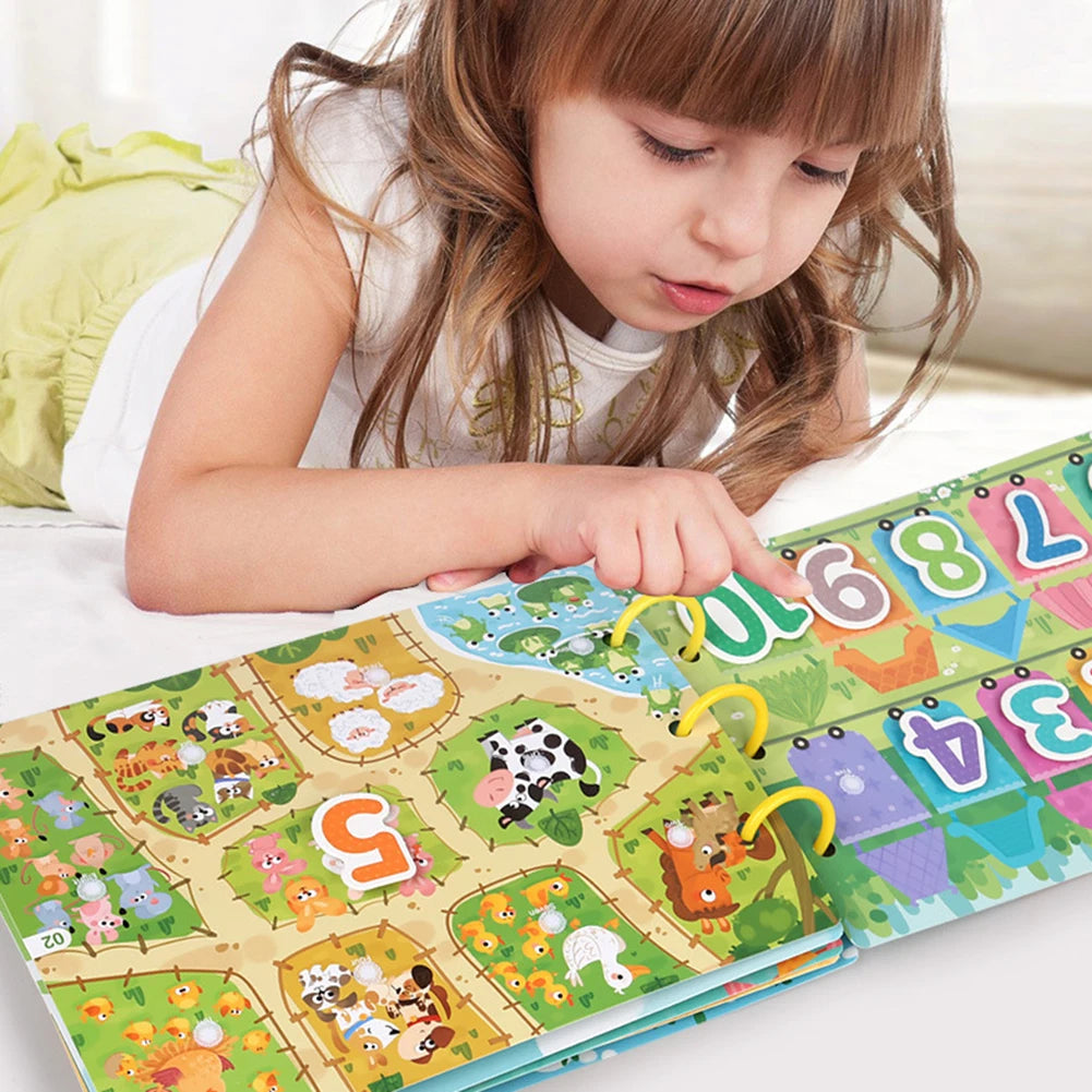 Kids Farm Letter Busy Book – Reusable Montessori Sticker Toy