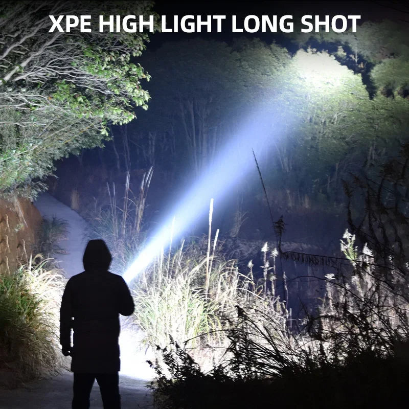 High Power Rechargeable LED Flashlight Multifunctional Portable Light with Side Light Waterproof Multiple Lighting Modes Oasis Select