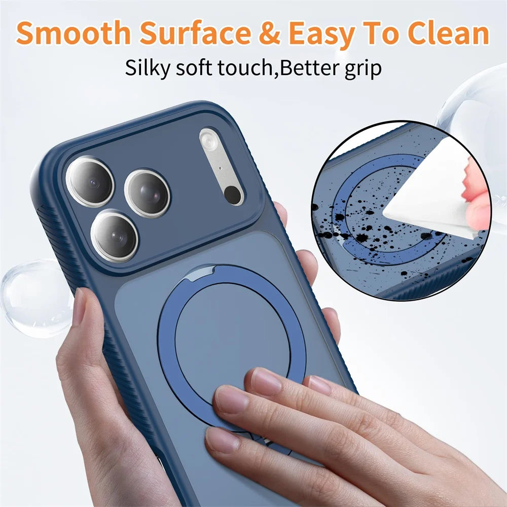 360° Rotate Adjust Any Angle Bracket Phone Case For IPhone 17 Pro Max 16 Air 15 Promax 14/13 Cover Matte Shockproof Bumper Shell Oasis Select