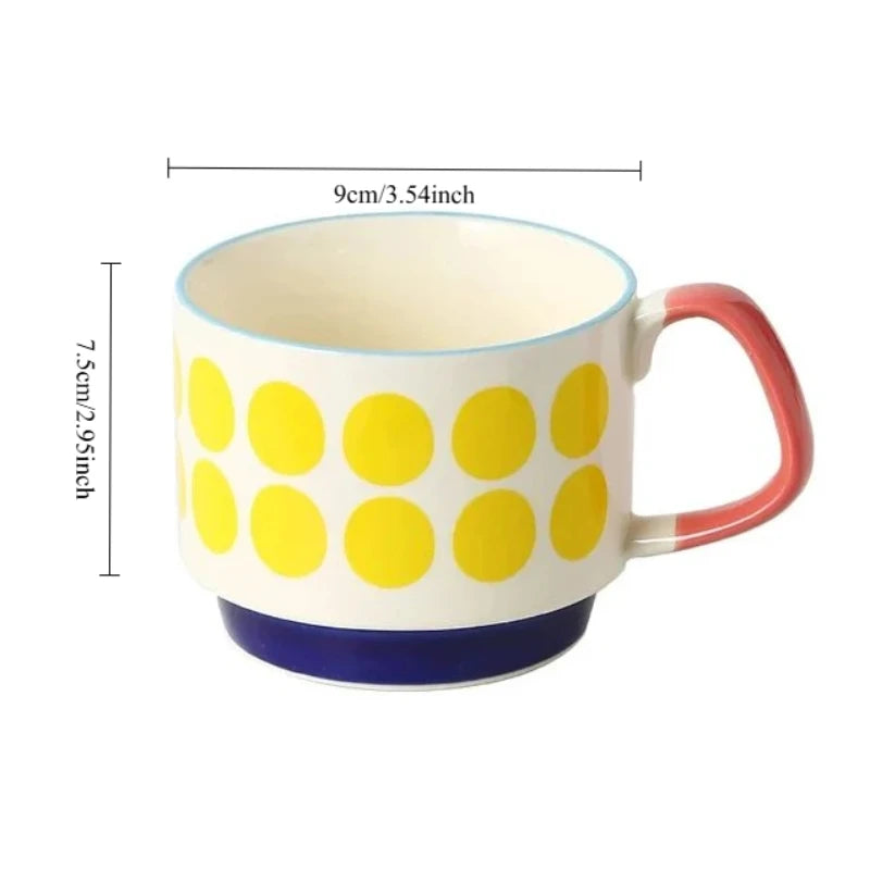 300ml Japanese Flower Coffee Mug Set Retro Ceramic Milk Oats Mug Office Water Handgrip Cup Kitchen Party Drinkware Set Oasis Select