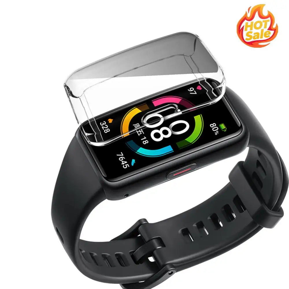 Edge Protective Shell Anti-Scratch PTPU Full Screen Protector Case rotective Bumper Shell for Huawei Band7/Honor Band6 Oasis Select