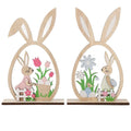 2PCS 2026 Wooden Easter Rabbit Ornaments Craft Painting Bunny Spring Festival Table Ornament Happy Easter Party Home Decor Oasis Select Style 2
