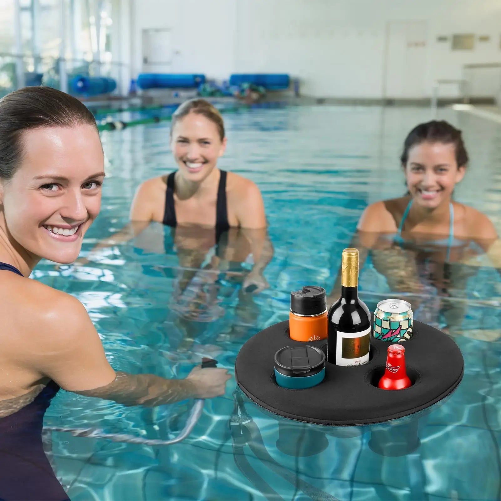 1pc Pool Drink Holder five hole floater water surface coaster floating cup holder Spa Hot Tub Drink Tray for summer outdoor pool Oasis Select