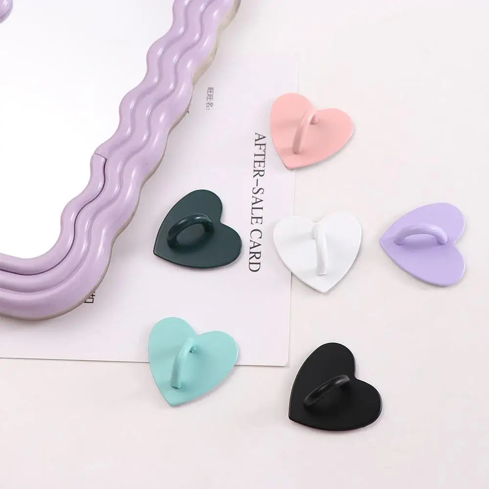 2Pcs Kawaii Adhesive Metal Heart Phone Charm Holder Mobile Phone Case Finger Ring Stand Hooks Buckle Charms Clasp Accessories Oasis Select