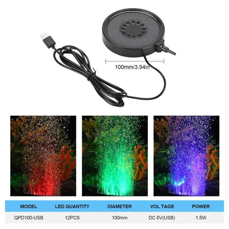 USB LED Aquarium Air Stone | Submersible Bubble Diffuser