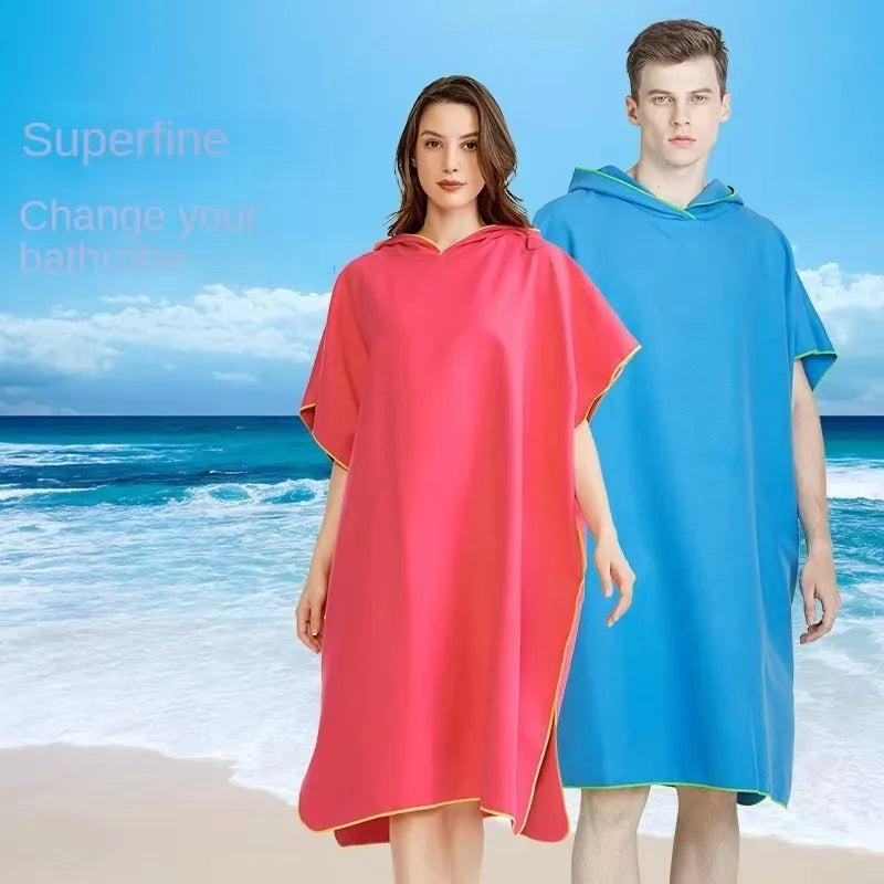 Microfiber Hooded Swim Robe Wearable Towel Bathrobe for Adult Beach Pool Quick Dry Absorbent Wrap with Pocket Oasis Select