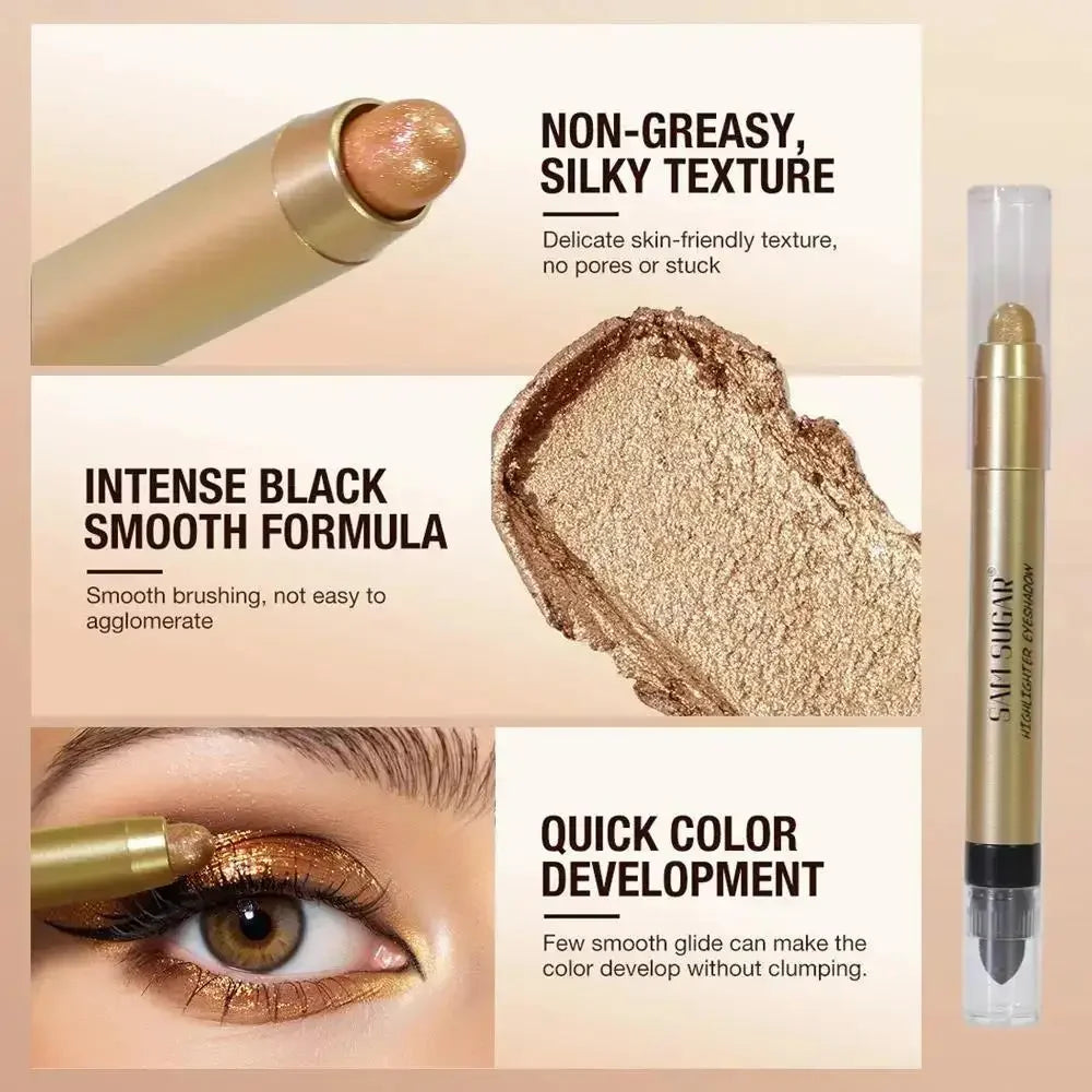 SAM SUGAR 2-in-1 Metallic Eyeshadow Highlighter Dual Tip Pen