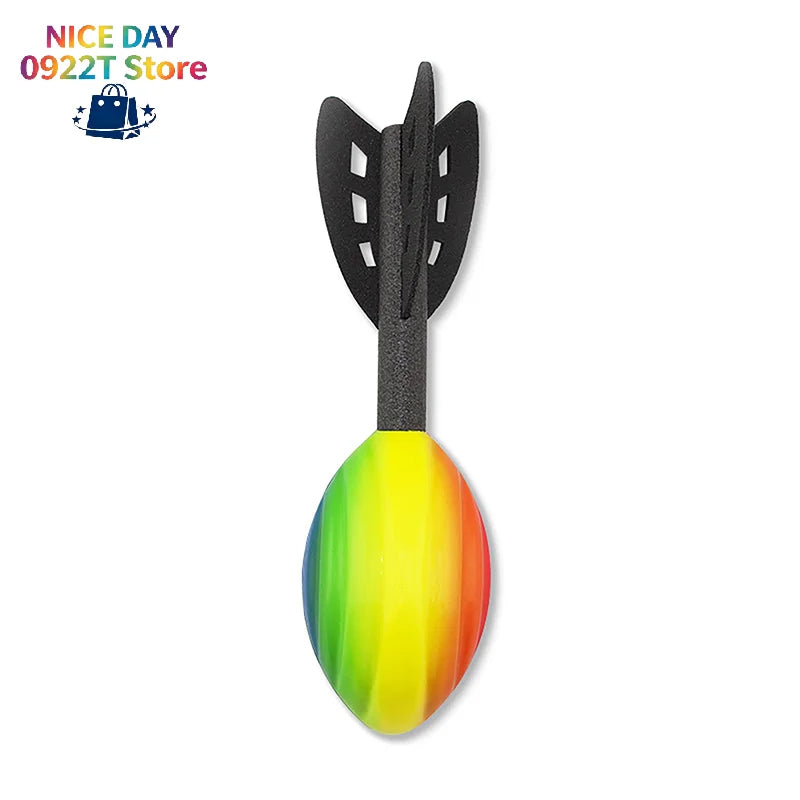 29cm Rainbow Foam Spiral Rocket Football Hand Throwing Toy Outdoor Long Distance Darts Toy Integrative Fun Throwing Game@#X Oasis Select