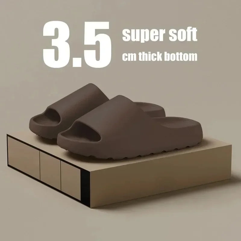 Fashion slippers, cloud thick-soled sandals, couple bathroom slippers, home and outdoor men's slippers, women's EVA sandals Oasis Select Brown 36-37