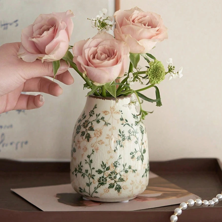 Ice Cracked Ceramic Vase Handmade Vase Bohemian Art Home Decoration Living Room Office Decoration Dried Flower Display Vase Oasis Select