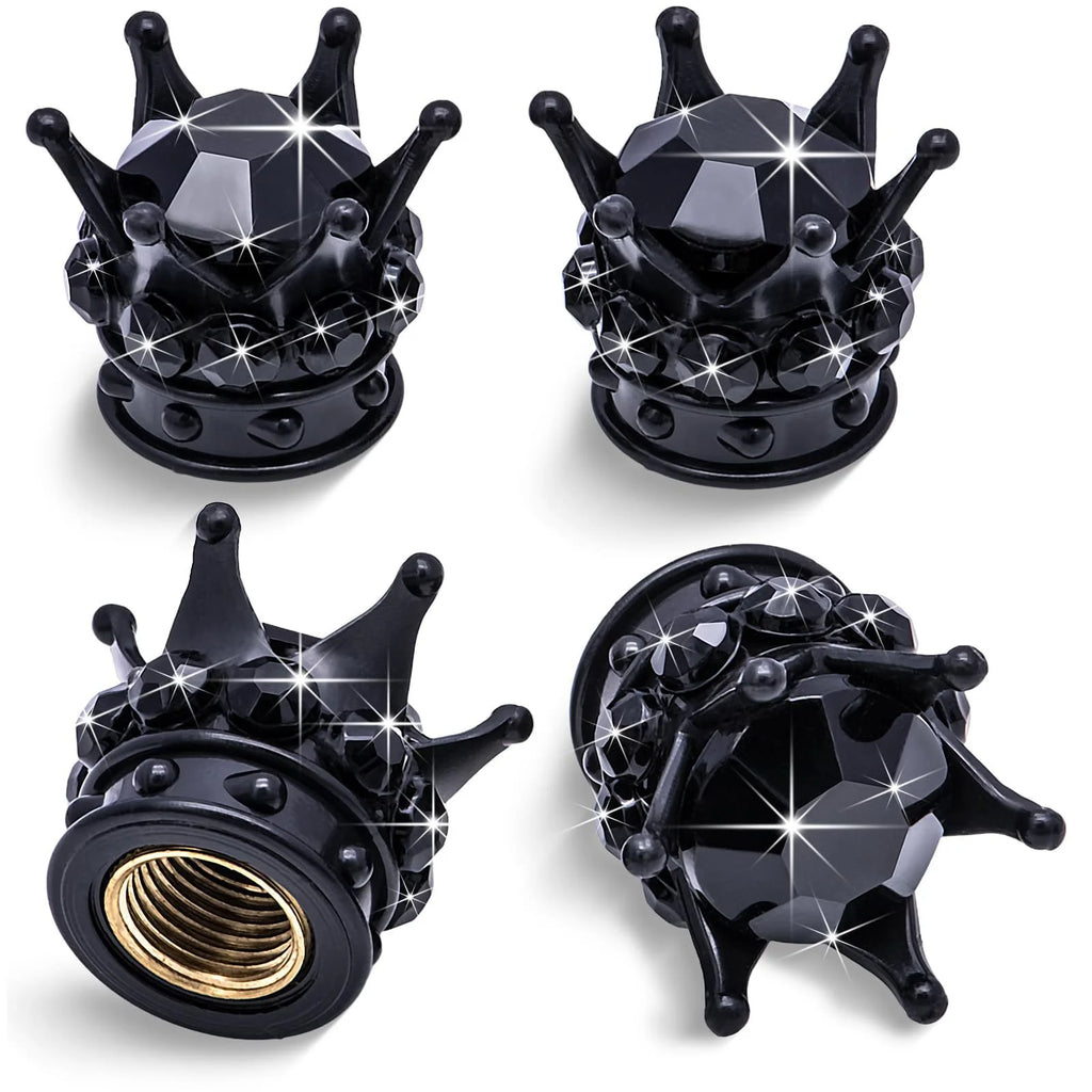Car tire modification accessories Crown valve cap Diamond valve core cap Inlaid diamond valve cap Car supplies Oasis Select 4pcs