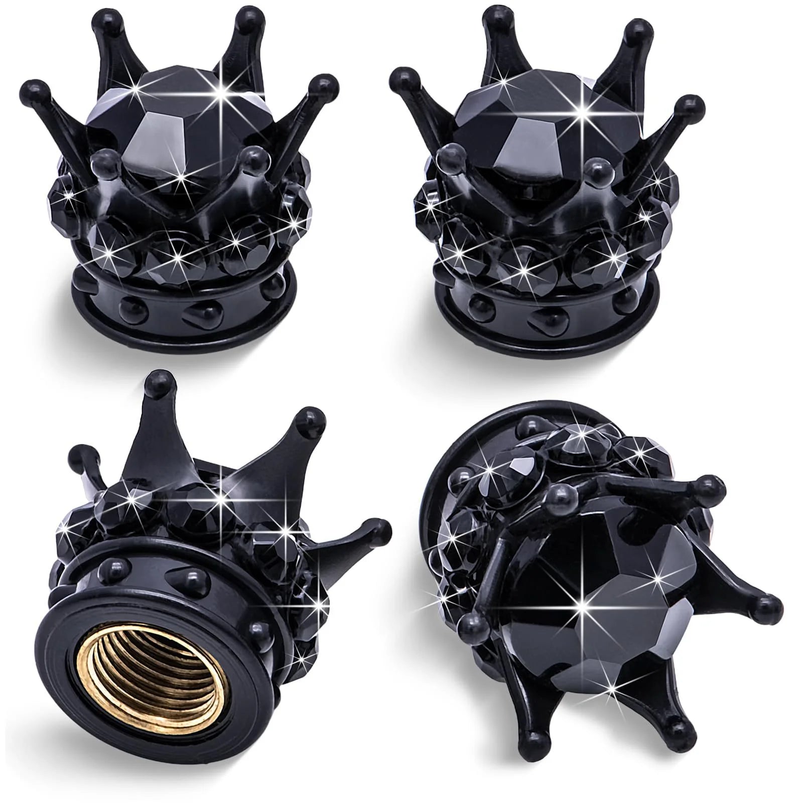 Car tire modification accessories Crown valve cap Diamond valve core cap Inlaid diamond valve cap Car supplies Oasis Select 4pcs