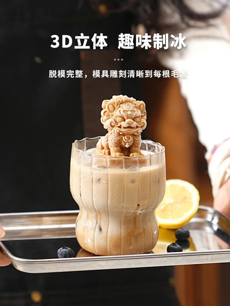 Home Lion Bear Ice Cube Mold Lion Pagoda Silicone Ice Lattice Coffee Milk Tea Refrigerator Creative Ice Grinding Tools Oasis Select