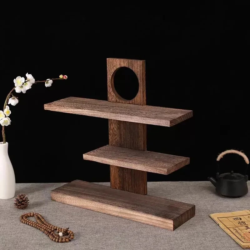 1pcs Tier Display Stand Hollow Window Design Storage Rack For Teaware Ornament Tea Cup Pot Decor Desktop Organizer Oriental Oasis Select
