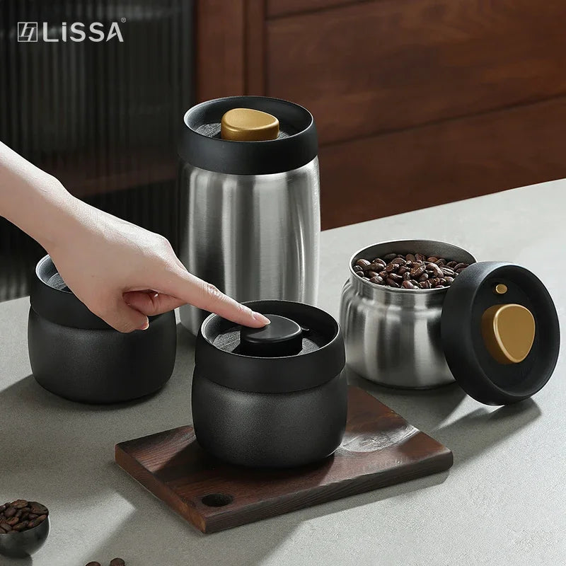 Stainless steel tea sealed jar Moisture-proof household tea storage jar press vacuum high-grade coffee bean sealed jar Oasis Select