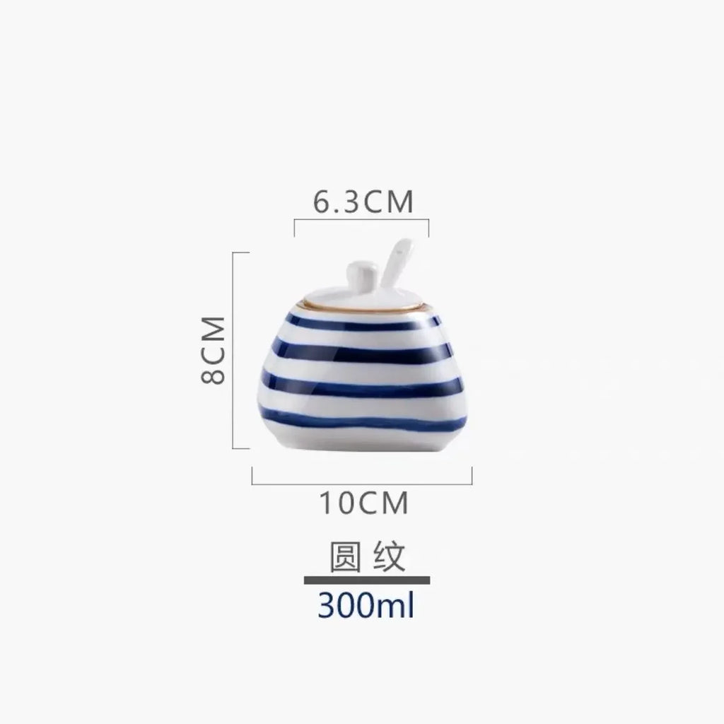 Japanese Seasoning Box, 300ml Bottle Pot Ceramic Chinese Antique Seasoning Salt Set Kitchen Lard Pepper Pot Oil Tank Household Oasis Select 02-300ml