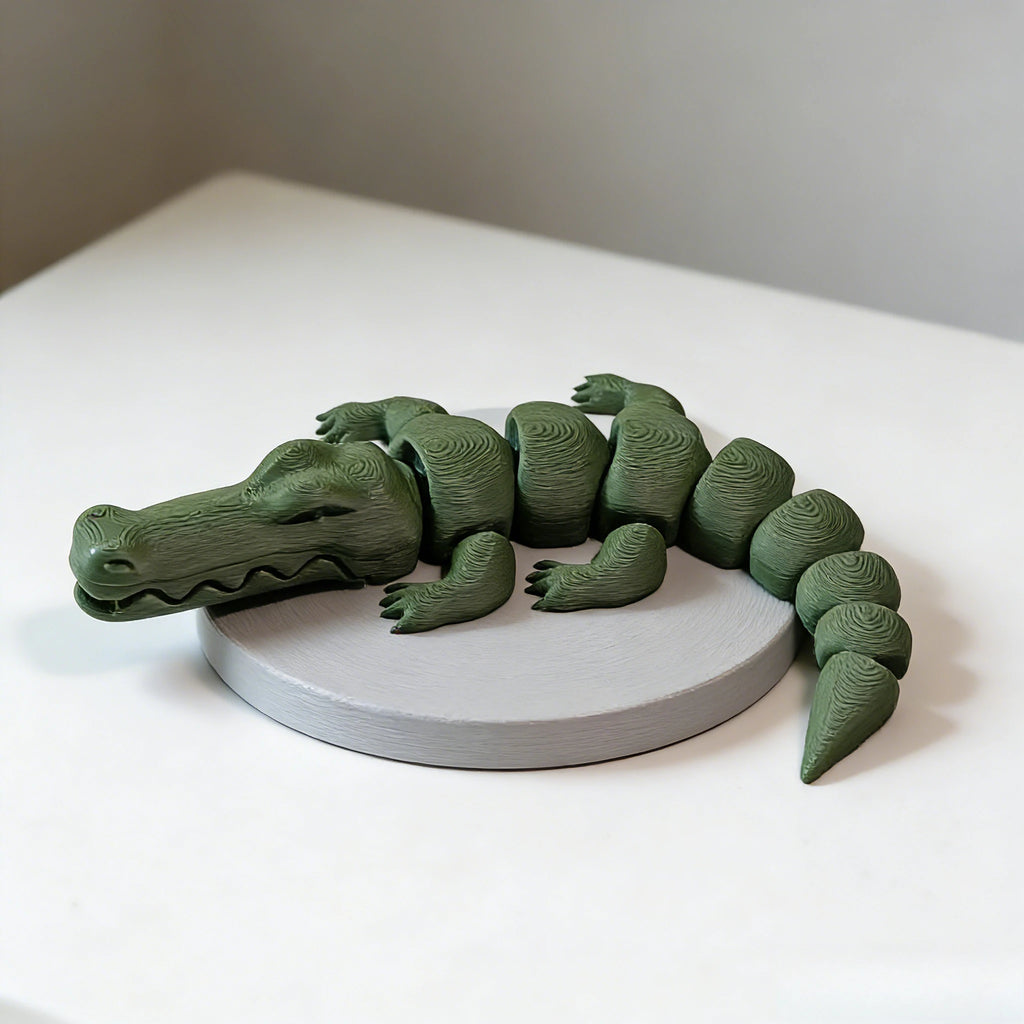 3D Printed Articulated Crocodile Figurine Joint Mobility Home Office Desktop Decor Ornament Animal Statue Household Decor Gifts Oasis Select Dark green