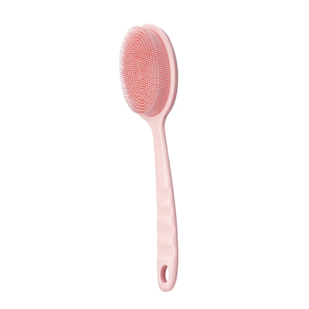 Bath Soft Back Brush Bath Shower Sponge Scrubbing Brush with Handle Exfoliating Scrub Skin Massager Exfoliating Bathroom Brush Oasis Select GJ02-Pink