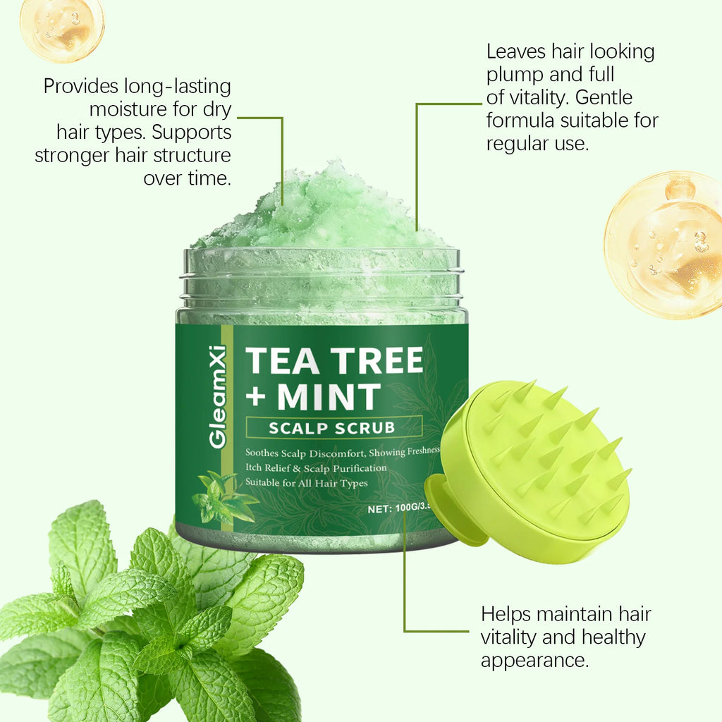 Tea Tree Scalp Scrub Anti-Dandruff Oil Control Refreshing Fluffy Anti-Breakage Soothing Nourishing Hair Deep Cleansing Shampoo Oasis Select