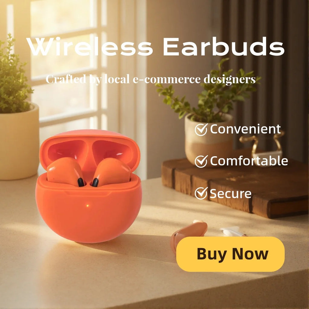 TWS True Wireless Earbuds Half In Ear Bluetooth Headphones Touch Control HiFi Stereo Sport Earphones For Android IOS Oasis Select Orange