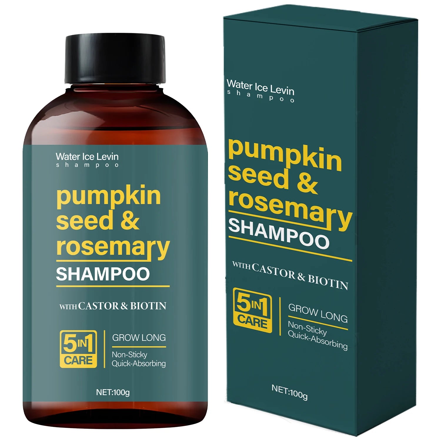 Water Ice Levin Pumpkin Seed & Rosemary Shampoo with Castor Oil & Biotin for Hair Growth, 5M Care, Non-Sticky Formula Oasis Select Nourishing
