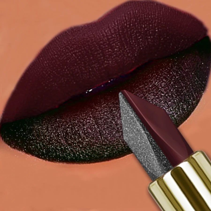 KAFURUX Two-Tone Glitter Matte Metallic Lipstick | Red & Black