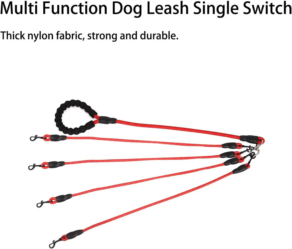 4-Dog Tangle-Free Leash – Detachable Independent Lines with Comfort Grip, Heavy-Duty Nylon for Multi-Dog Walks Oasis Select