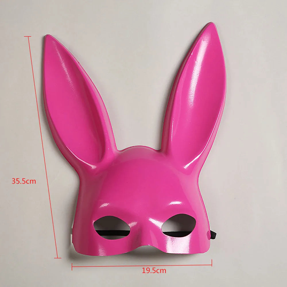 Solid Color Halloween Rabbit Ears Half Mask Bright Matte Bunny Cosplay Party Masquerade Festival Anime Bar Nightclub Accessories Oasis Select
