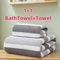 2pcs Quick-Drying Striped Towel Set For Soft And Absorbent Bathroom Experience Bath Towel Or Hand Towel Oasis Select Light Grey 2pcs