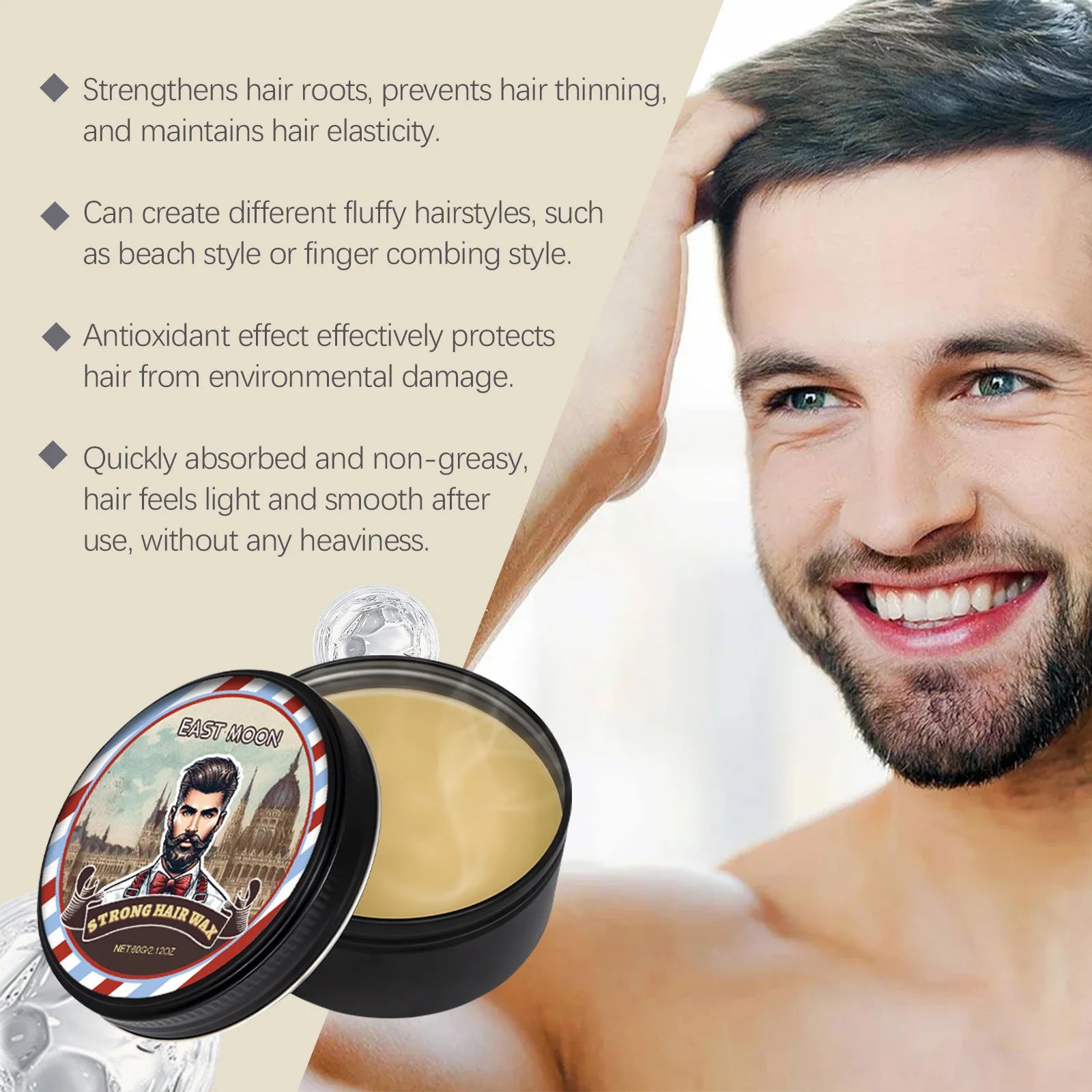 East Moon Strong Hair Wax Long Lasting Stying Non Greasy Soften Smoothing Edge Control Barbershop Tools Unisex Hairdressing Care Oasis Select