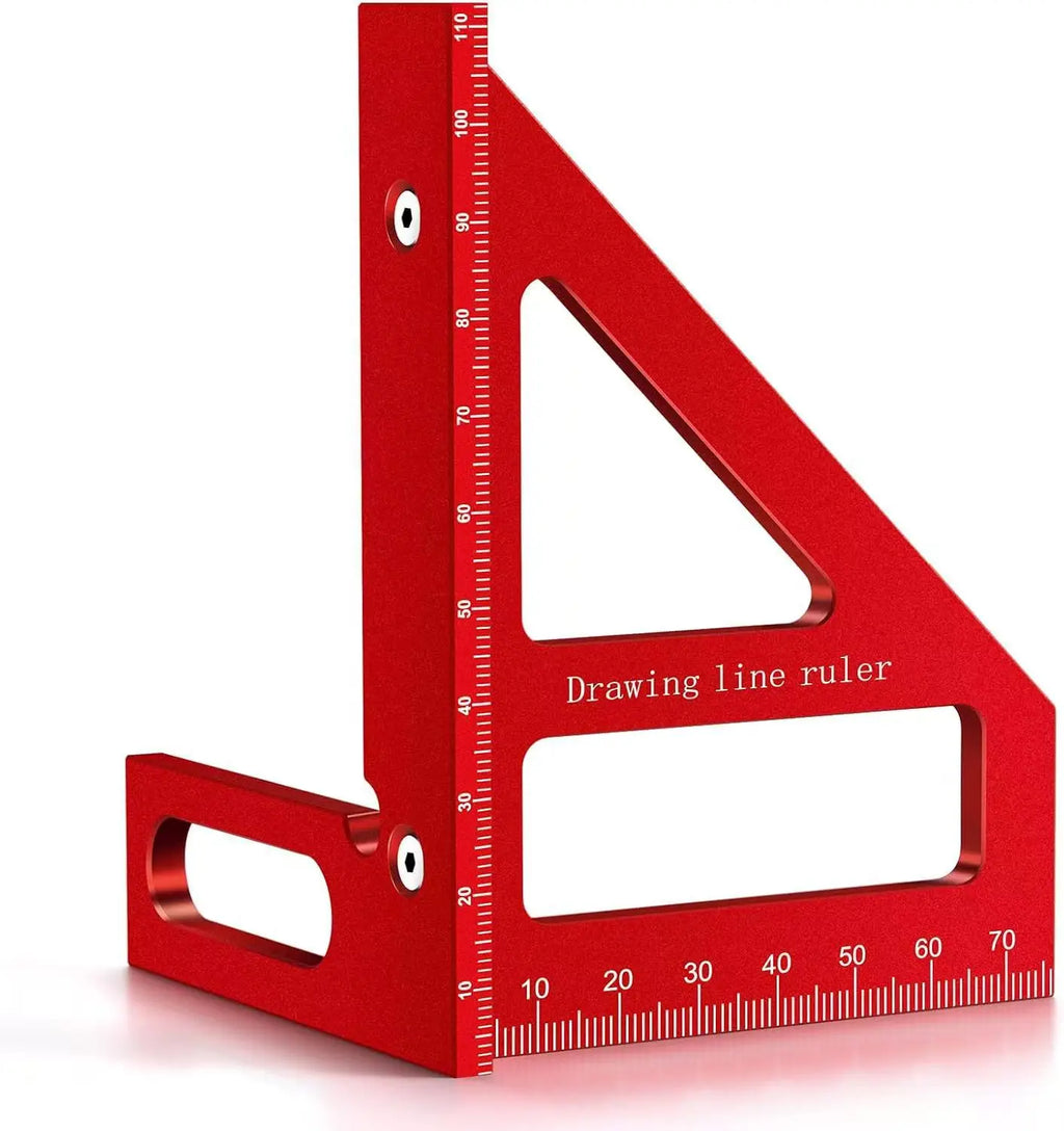 Aluminum Alloy Miter Triangle Ruler Woodworking Square Protractor High Precision Layout Measuring Tool for Engineer Carpenter Oasis Select Red