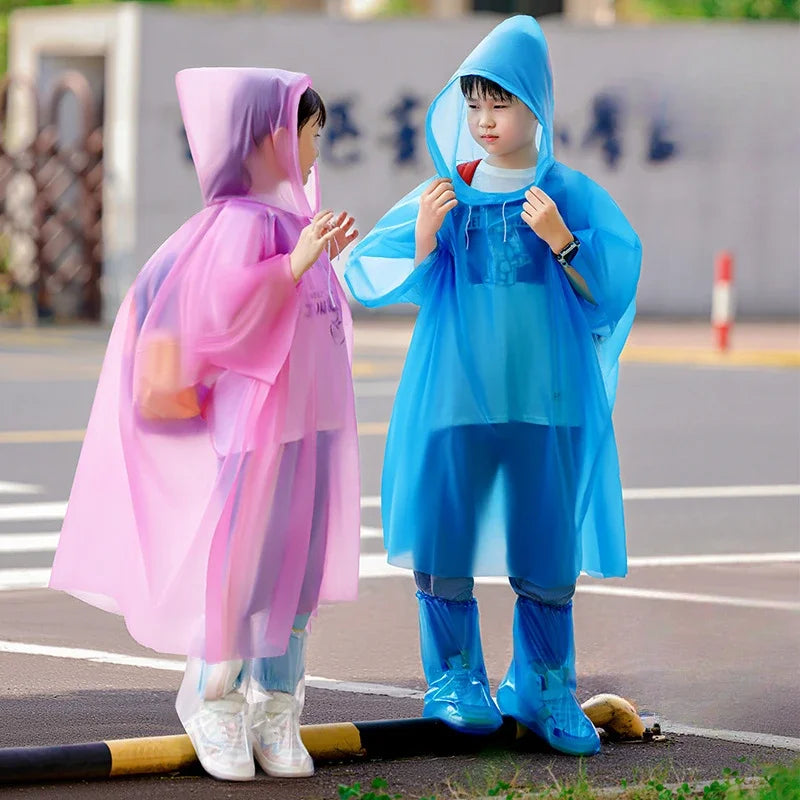 Children Boy Girl Rainwear Waterproof Hooded Rain Coat Outwear Poncho Raincoat Cover Up for Kids 100 to 160cm Height Oasis Select