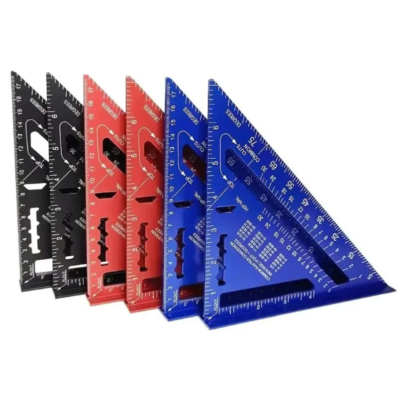 New 7Inch Triangle Ruler Measurement Tool Aluminium Alloy Carpenter Tools Inch Metric Angle Ruler Speed Square Woodworking Tools Oasis Select