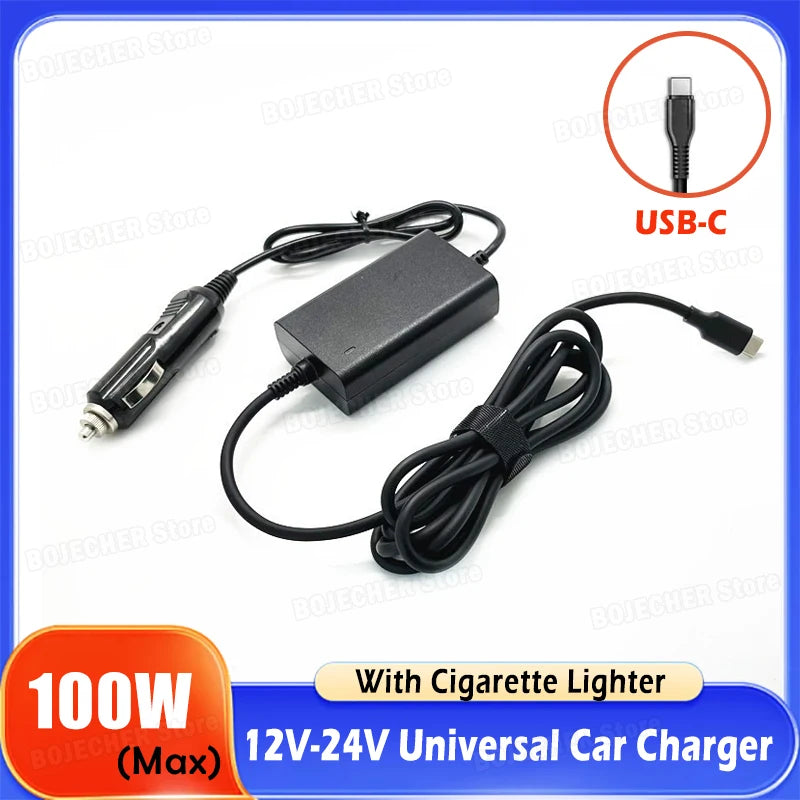 100W Max 12V-24V Universal Car Charger USB-C PD 5V 9V 12V 15V 3A 20V 5A For Lenovo Dell Laptops Tablets Phones TYPE-C Charger Oasis Select