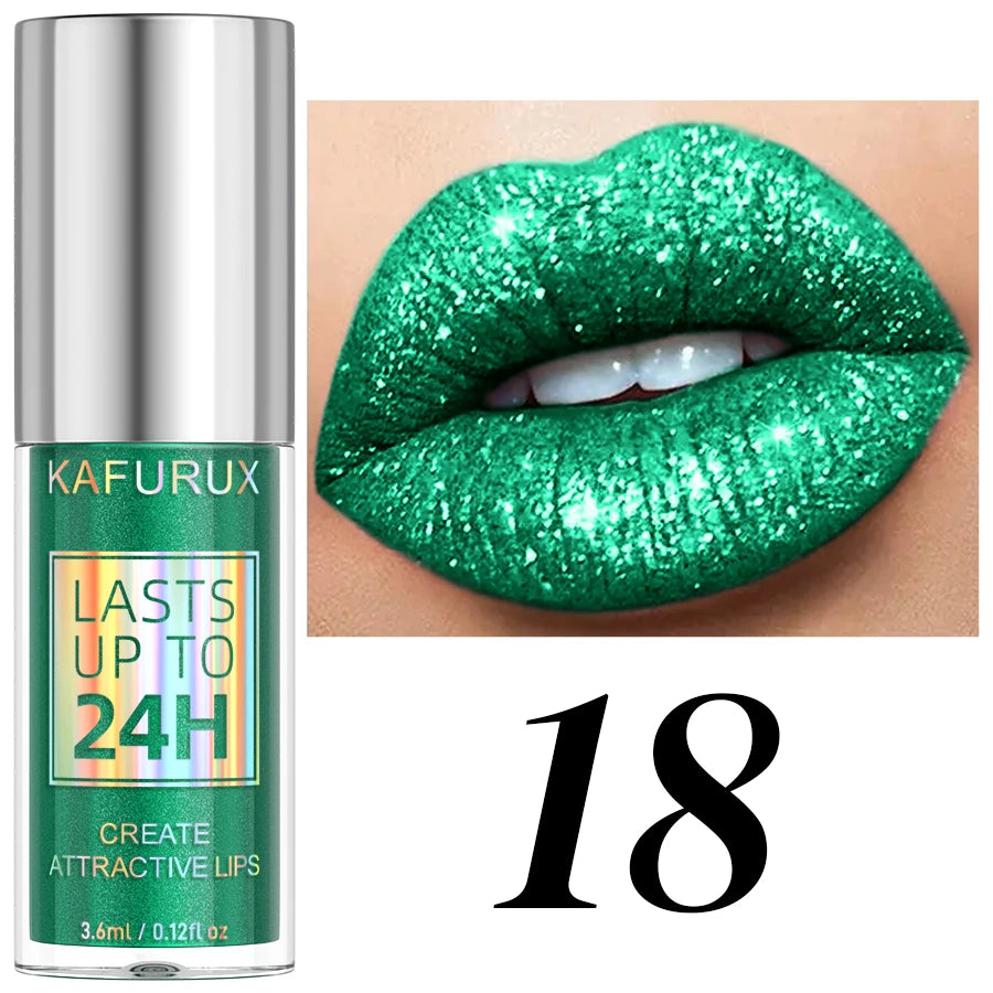 KAFURUX 20-Shade Glitter Liquid Lipstick & Diamond Lip Gloss