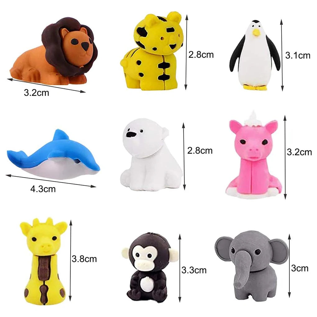 10/30pcRandom Animal Erasers for Students, Cute Desk Pets for Classroom, Easter Basket Stuffers,Cool 3D Puzzle Mini Erasers Bulk Oasis Select