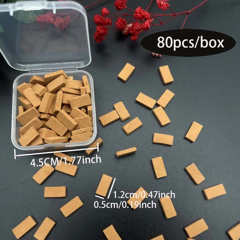 80pcs/1box 1:35 mini wall tiles miniature brick statue model brick building set fake bricks for garden landscape accessories Oasis Select Orange