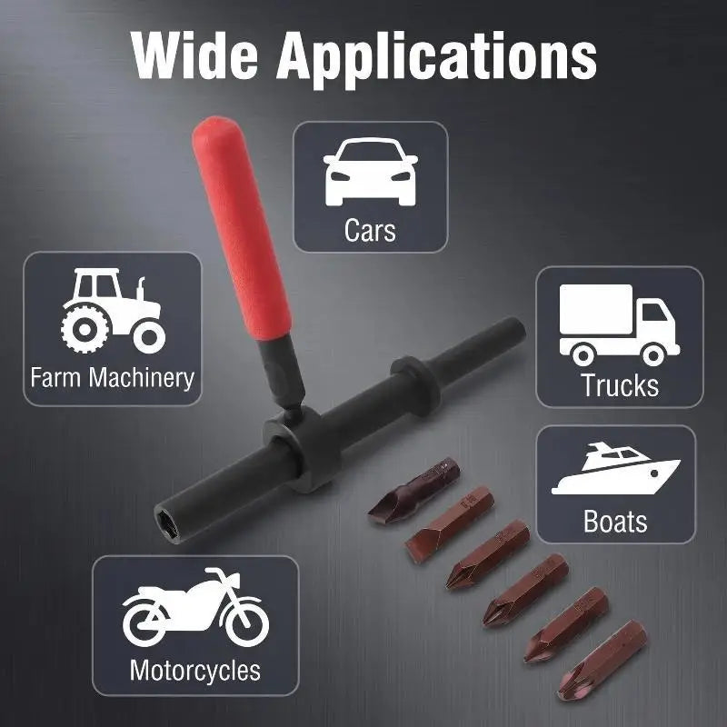Air Impact Screw Remover F3369 6Pcs Black Diamond Steel Slotted & Bits Pneumatic Hammer Compatible Oasis Select