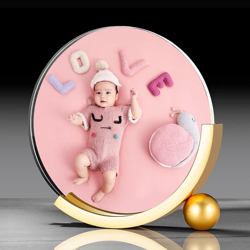 Round crystal photo set table custom wedding dress children baby growth record diy metal photo frame Oasis Select