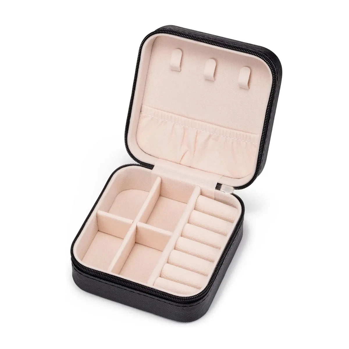 1pc,Portable jewelry storage box, home and travel mini jewelry box, ring, earring, necklace, jewelry storage box Oasis Select black