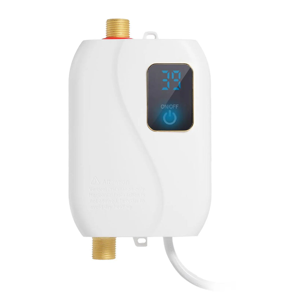 Instant Water Heater 220V 3500W Mini Electric Tankless Hot Water Heater Bathroom Kitchen Washing with LCD Display for Shower Oasis Select