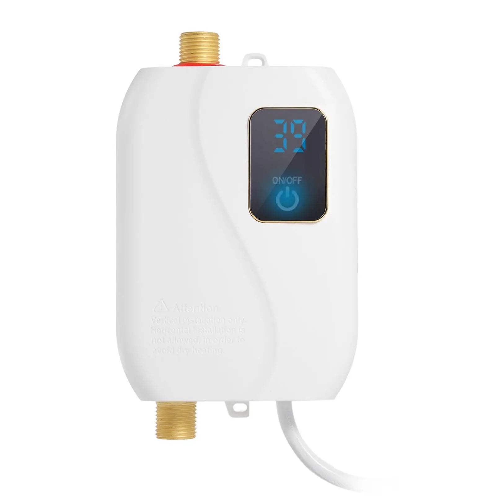 Instant Water Heater 220V 3500W Mini Electric Tankless Hot Water Heater Bathroom Kitchen Washing with LCD Display for Shower Oasis Select