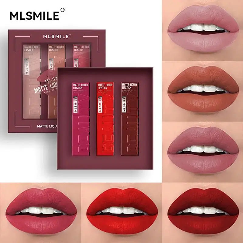 3-piece Set Make Up Velvet Lip Gloss Lipstick Matte Woman Makeup Long-lasting Waterproof Cosmetics Lips Glosses Beauty Tint Oasis Select