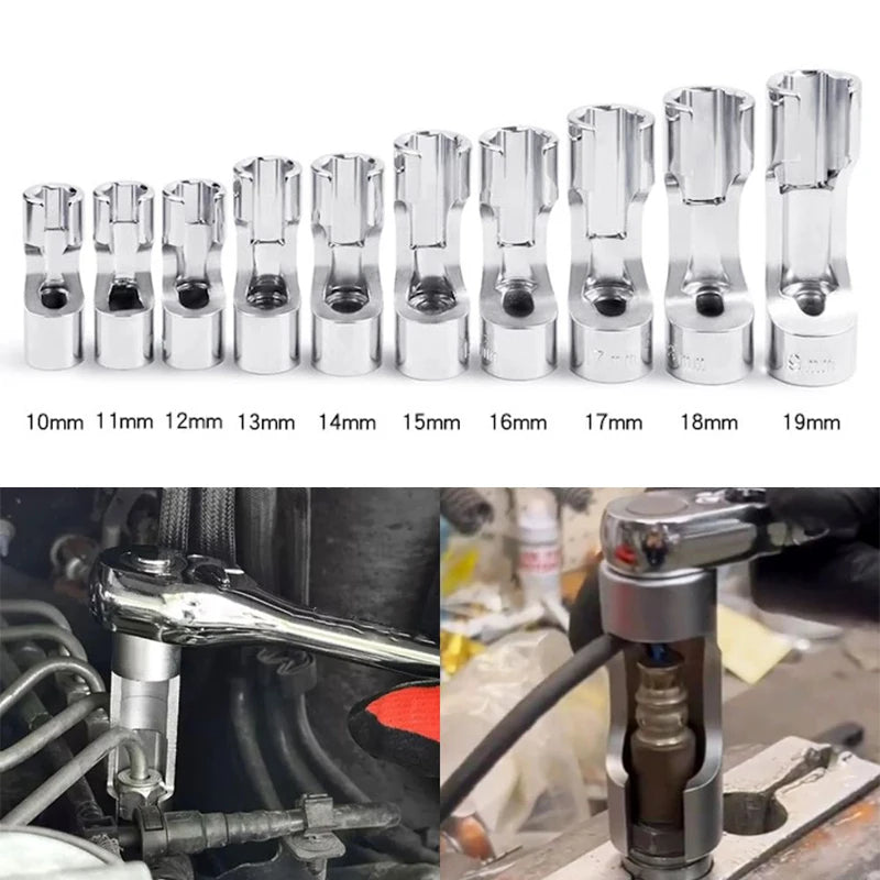 Diesel Injector Pipe Remove Wrench, 10mm-19mm, Fuel Line Socket Adapter Tool Oasis Select