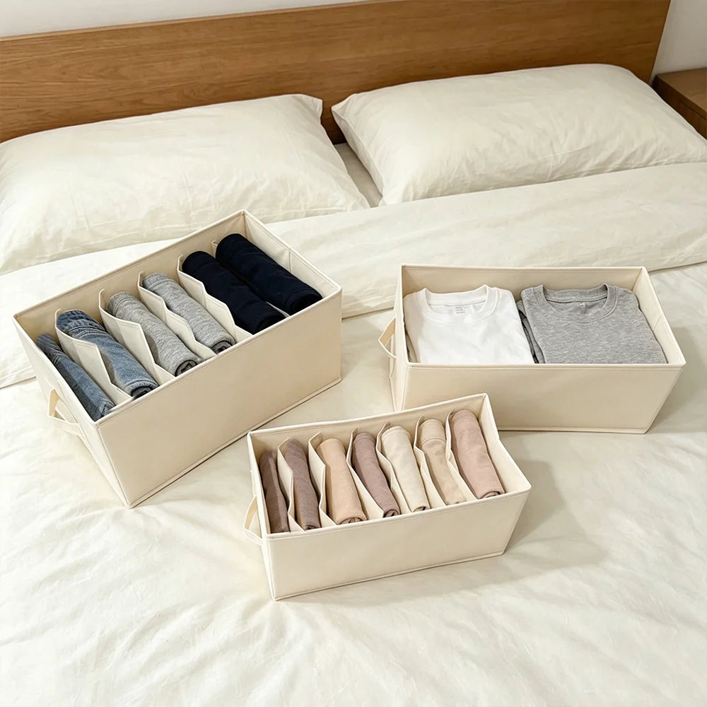 Portable Oxford Fabric Divided Drawer Storage Box Washable Closet Organizer For Pants Trousers T-shirts Oasis Select