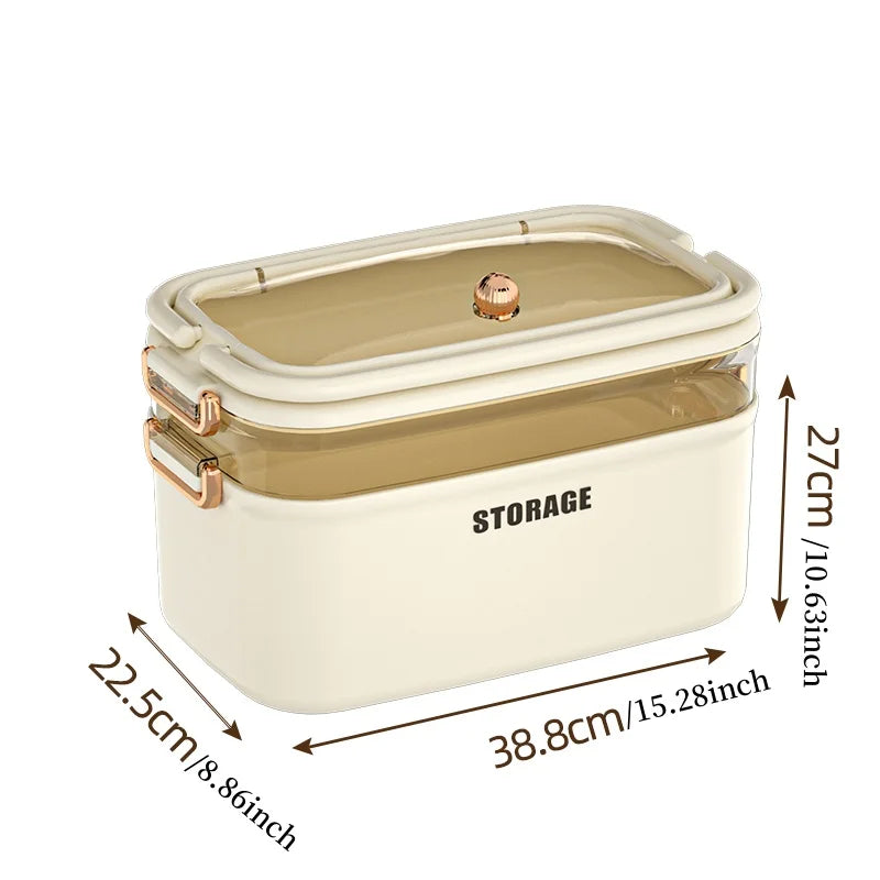 Saim First Aid Organizer Box Medical Box Transparent 3-Tier Fold Tray with Removable Pill Case Portable Lockable First Aid Conta Oasis Select 2Layer creamL